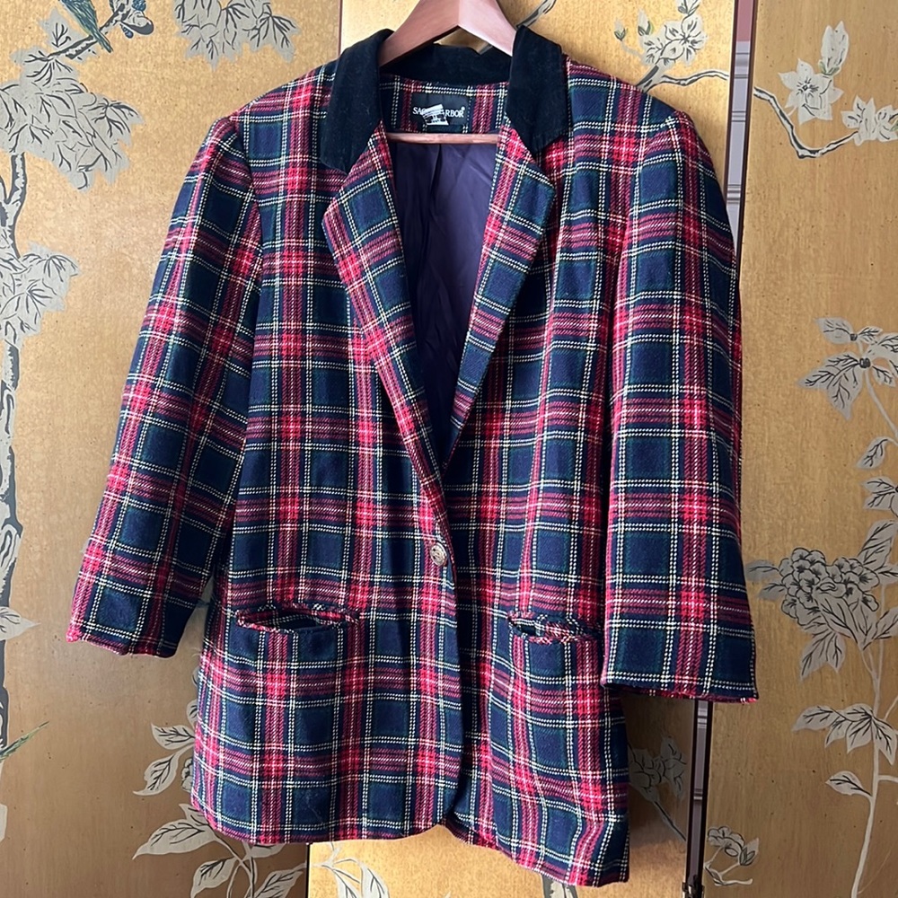 Vintage Sag Harbor Plaid Blazer